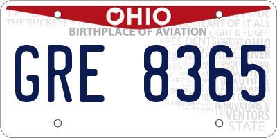 OH license plate GRE8365