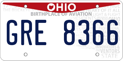OH license plate GRE8366