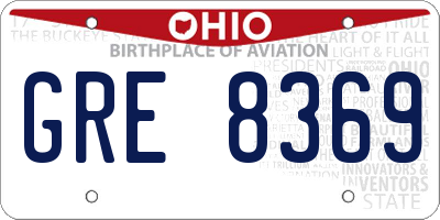OH license plate GRE8369