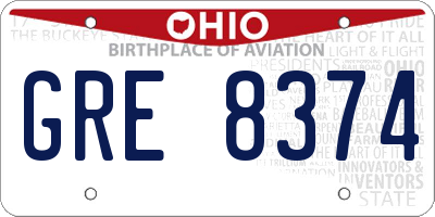 OH license plate GRE8374