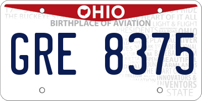 OH license plate GRE8375
