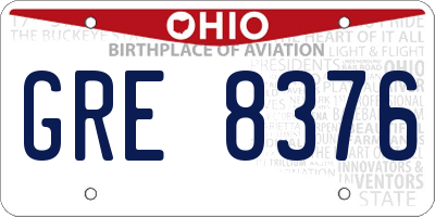 OH license plate GRE8376