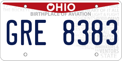 OH license plate GRE8383