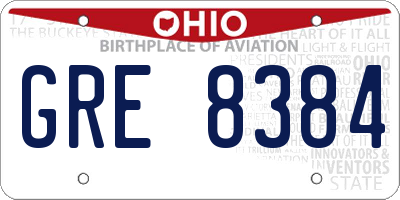 OH license plate GRE8384