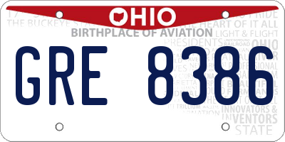 OH license plate GRE8386