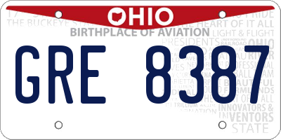 OH license plate GRE8387