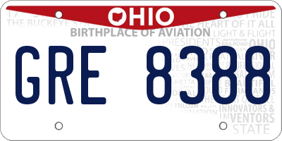 OH license plate GRE8388