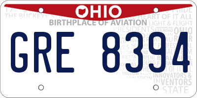 OH license plate GRE8394