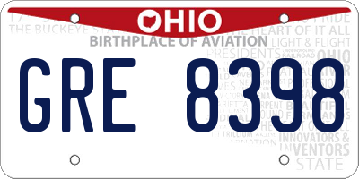 OH license plate GRE8398