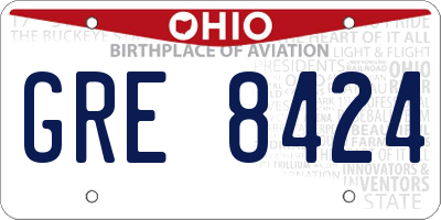 OH license plate GRE8424