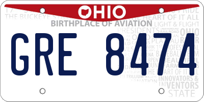 OH license plate GRE8474