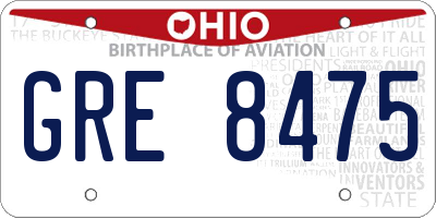 OH license plate GRE8475