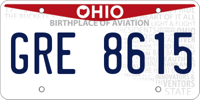 OH license plate GRE8615