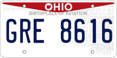 OH license plate GRE8616