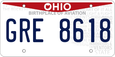 OH license plate GRE8618