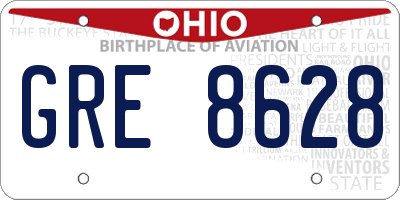 OH license plate GRE8628