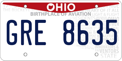 OH license plate GRE8635