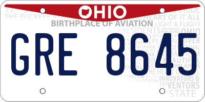 OH license plate GRE8645