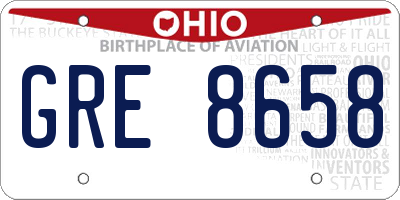 OH license plate GRE8658