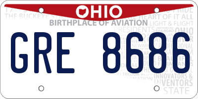 OH license plate GRE8686