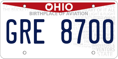 OH license plate GRE8700