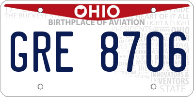 OH license plate GRE8706