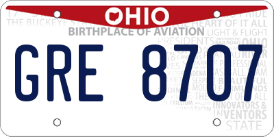 OH license plate GRE8707