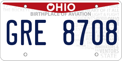 OH license plate GRE8708