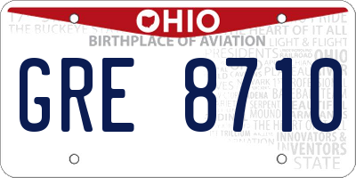 OH license plate GRE8710