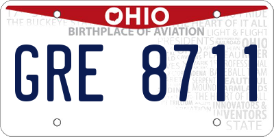 OH license plate GRE8711