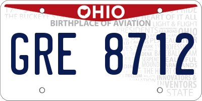 OH license plate GRE8712