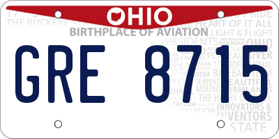 OH license plate GRE8715