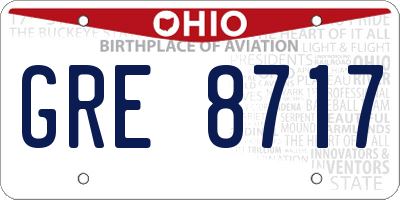 OH license plate GRE8717