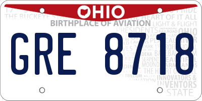 OH license plate GRE8718