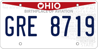 OH license plate GRE8719