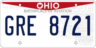 OH license plate GRE8721