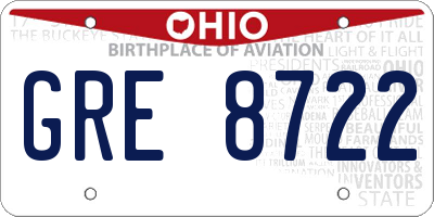 OH license plate GRE8722