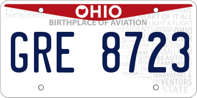 OH license plate GRE8723