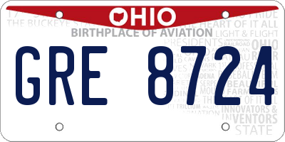 OH license plate GRE8724