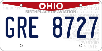 OH license plate GRE8727