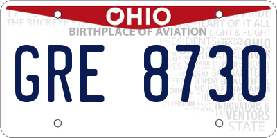 OH license plate GRE8730