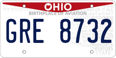 OH license plate GRE8732