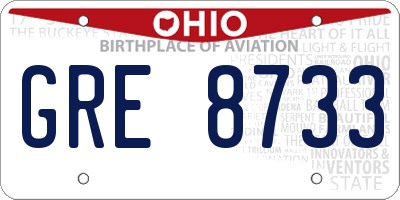 OH license plate GRE8733