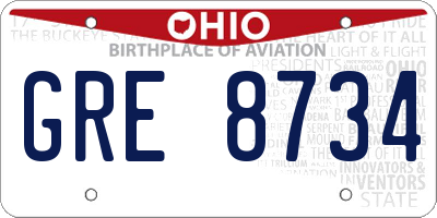 OH license plate GRE8734