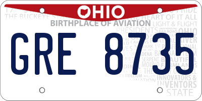 OH license plate GRE8735