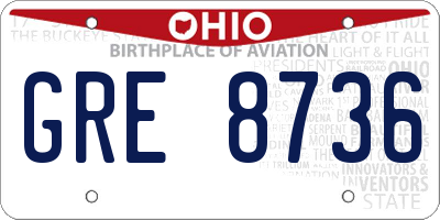 OH license plate GRE8736