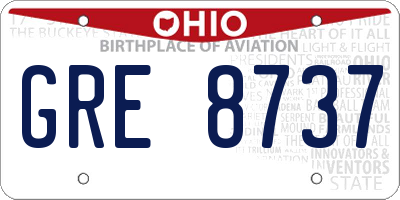 OH license plate GRE8737