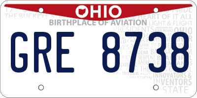 OH license plate GRE8738