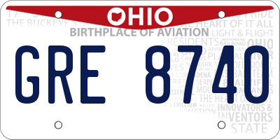 OH license plate GRE8740