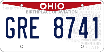 OH license plate GRE8741
